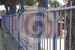 Perspective shoot of colorful metal bars of schools