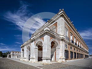Perspective side view of the Royal Palace of Aranjuez, Madrid