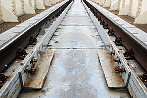 Perspective , sleepers and rails railroad