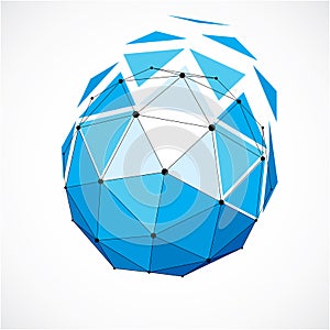 Perspective technology shape with black lines and dots connected