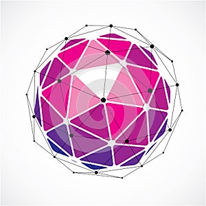 Perspective technology shape with black lines and dots connected