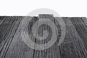 Perspective texture old wooden plate with white background