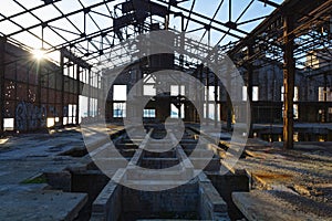 Perspective view of an abandoned industrial factory in Greece.