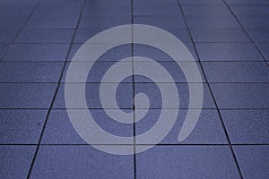 Perspective view of blue floor tiles pattern.