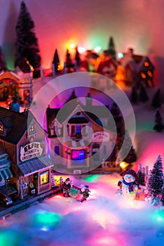 Perspective view of Christmas times in fairy tale town of elf mi