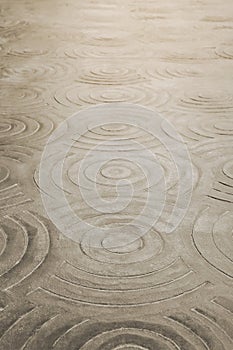 Perspective View of Circular Pattern Stamped Concrete Pavement