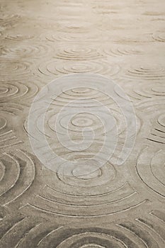 Perspective View of Circular Pattern Stamped Concrete Pavement photo