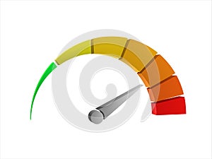 Perspective view of a colorful 3d speedometer vector on white background
