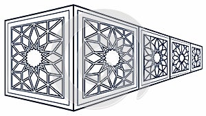Perspective View of Geometric Facade Element, Architectural Detail, vector design Generative AI