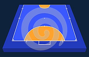 Perspective view half Field for futsal. Orange Outline of lines futsal field Vector illustration