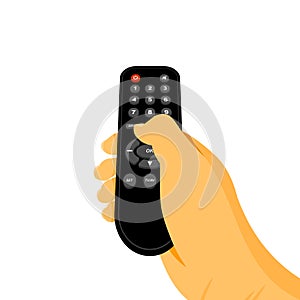 Perspective view holding the television remote control vector illustration.