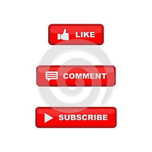 Like, comment, and subscribe icon button. photo