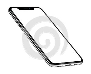Perspective view isometric similar to iPhone X smartphone mockup front side CW rotated