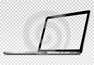 Perspective view of laptop with transparent screen. Isolated on transparent background. Vector