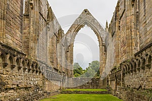 Perspective view looking down the central nave of Bolton Abbey