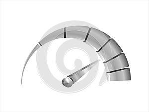 Perspective view of a metallic 3d speedometer vector on white background