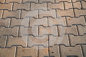 Perspective View Monotone Gray Brick Stone Pavement on The Ground for Street Road. Sidewalk, Driveway, Pavers, Pavement