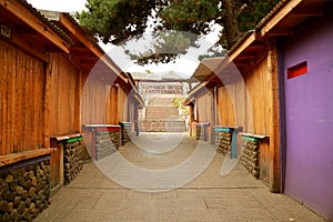 Perspective View of PASEO DE ARTESANOS Artisan Alley at El Calafate, Patagonia, Argentina photo