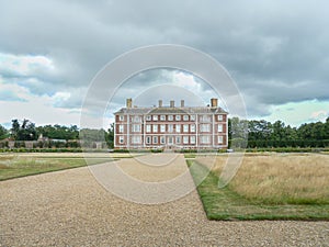 Perspective view of rear of Ham House near Richmond-upon-Thames