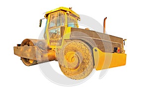 Steamroller isolated on white