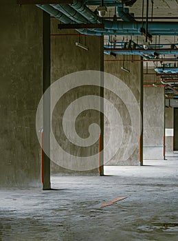 Perspective view of texture surface of old concrete wall for parking space