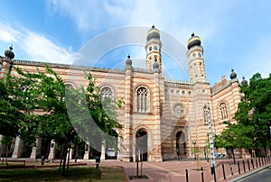 Perspective view to landmark ornate Jewish temple