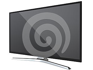 Perspective view of TV or computer PC monitor display led or lcd, isolated on white background 3d render.