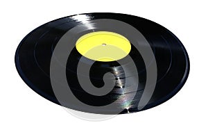 Perspective view of a vinyl record isolated on white