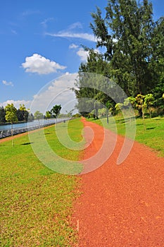 Perspective view of a walkway made of soil at Punggol