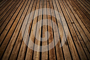 Perspective view of the wooden floor of a sea pier as backdrop