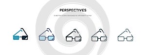 Perspectives icon in different style vector illustration. two colored and black perspectives vector icons designed in filled,