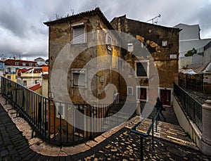 Perspectives, turns and gateways of the old Lisbon. Portugal.