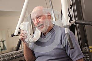 Perspiring Senior Man in the Gym