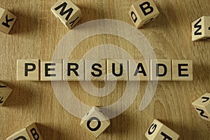 Persuade word from wooden blocks