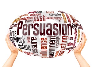 Persuasion word cloud sphere concept