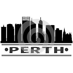 Perth Australia Oceania Icon Vector Art Design Skyline Night Flat Shadow