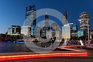 Perth financial district skyline at night