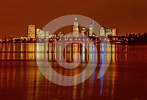 Perth foreshore with cityline in distance photo