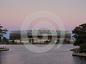 Perth Optus Stadium at sunset, Western Australia