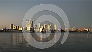 Perth sunset pan from south Perth esplanade