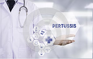 Pertussis Professional doctor use computer and medical equipment