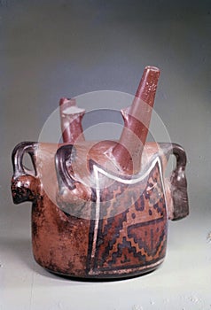 Peru ancient ceramic huaco pottery without culture information in the museum of Lima