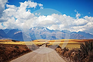 Peru backroad mountain landscape, Sacred Valley.