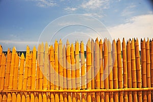 Peru bamboo fence without people with blue sky rural scene