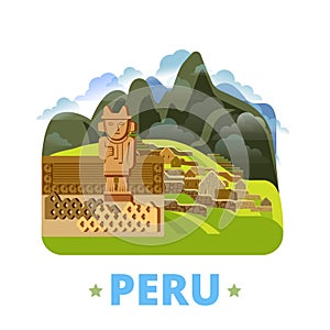 Peru country design template Flat cartoon style we photo