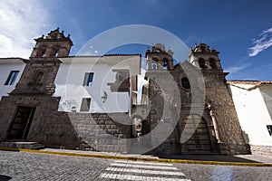 Peru Cusco architecture of the ancient Belmond monastery hotel from the year 1592 in the historic center,16th facade century photo