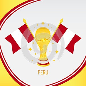 Peru Gold Football Trophy / Cup and Flag