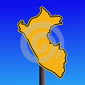 Peru map warning sign