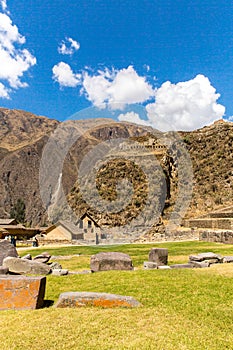 Peru, Ollantaytambo-Inca ruins of Sacred Valley in Andes mountains,South America