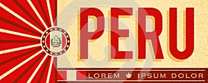 Peru patriotic banner vintage design, typographic vector illustration